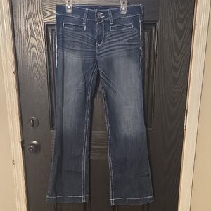 Ariat Indigo Flare Trouser Jeans with White Stitching. Size 31R